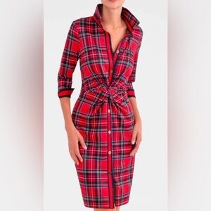 Gretchen Scott Designs Red Plaid Midi Dress, Knott front detail Size M L XL NWT